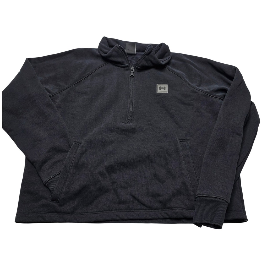 Under Armour Mens Black Quarter Zip French Terry Sweatshirt Pullover Small